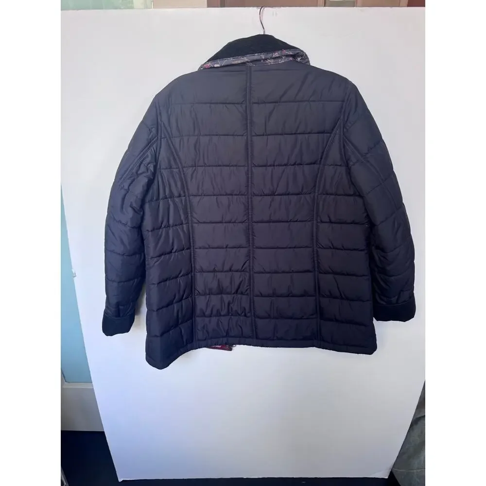 Barbour Winterton Quilted Utility Jacket Black Bird Owl Collar us 12 / uk 16 - Picture 7 of 7